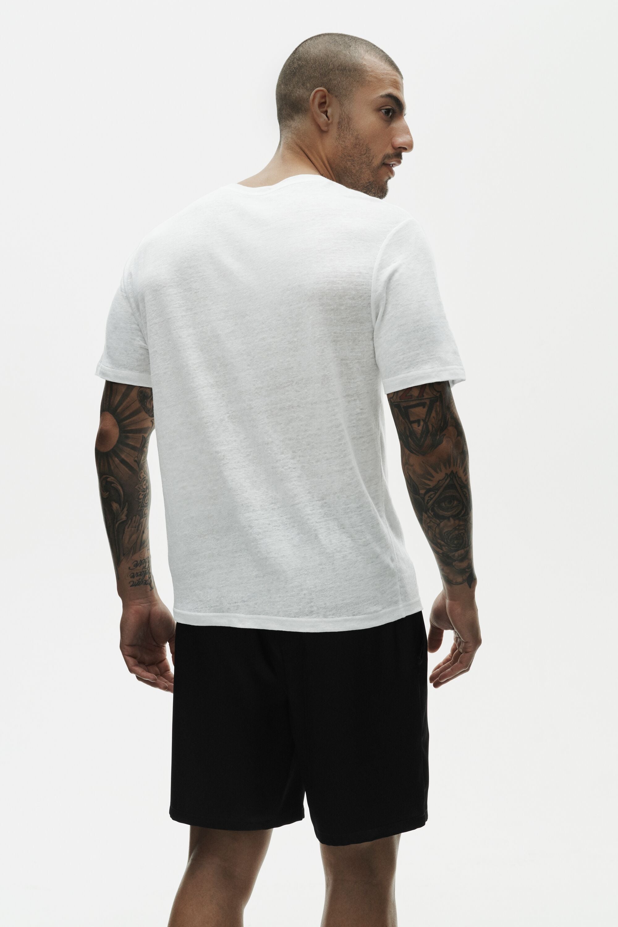 Linen Jersey Coastal Short Sleeve Tee - White — photo 4