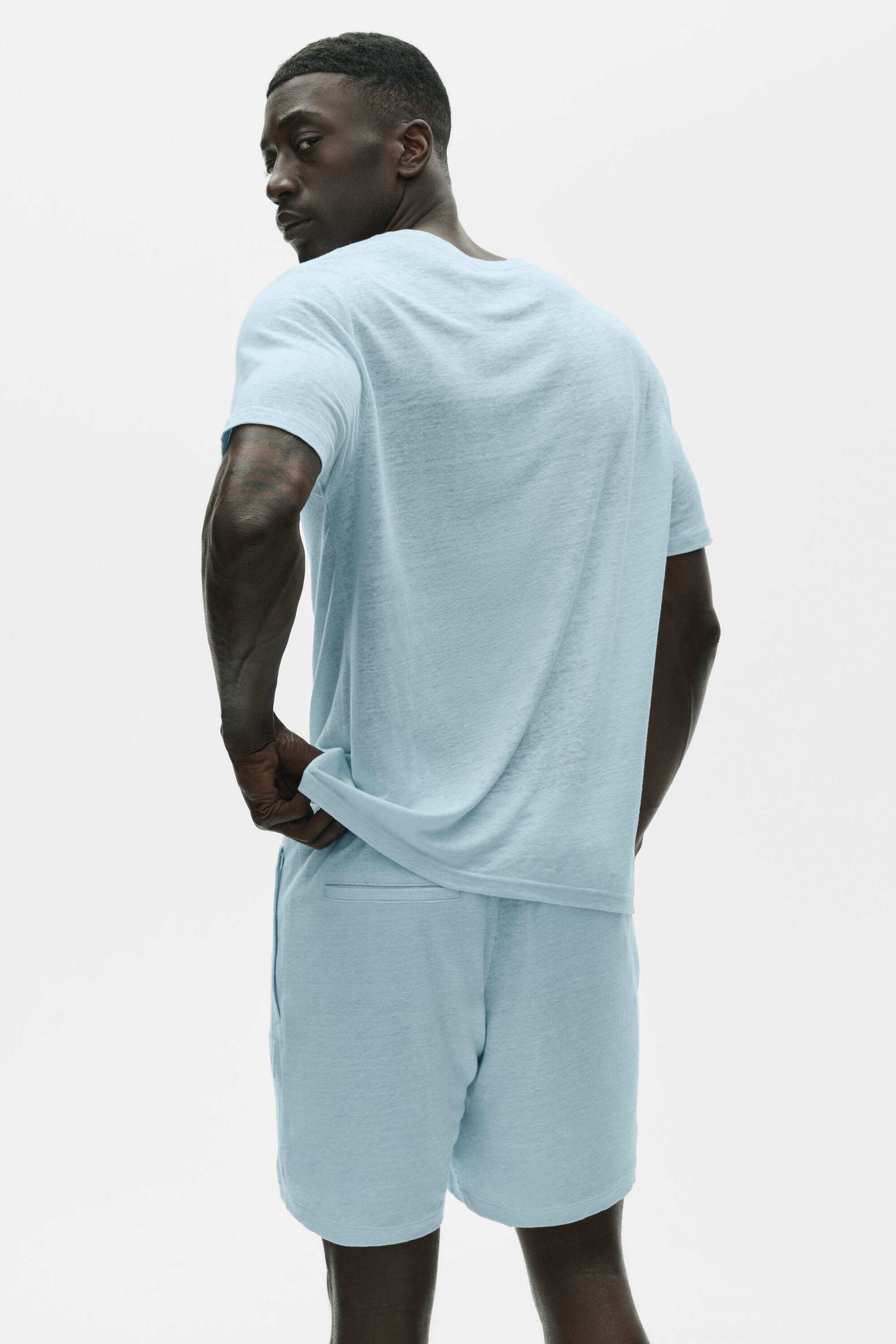 Linen Jersey Coastal Short Sleeve Tee - Seaside Blue — photo 4