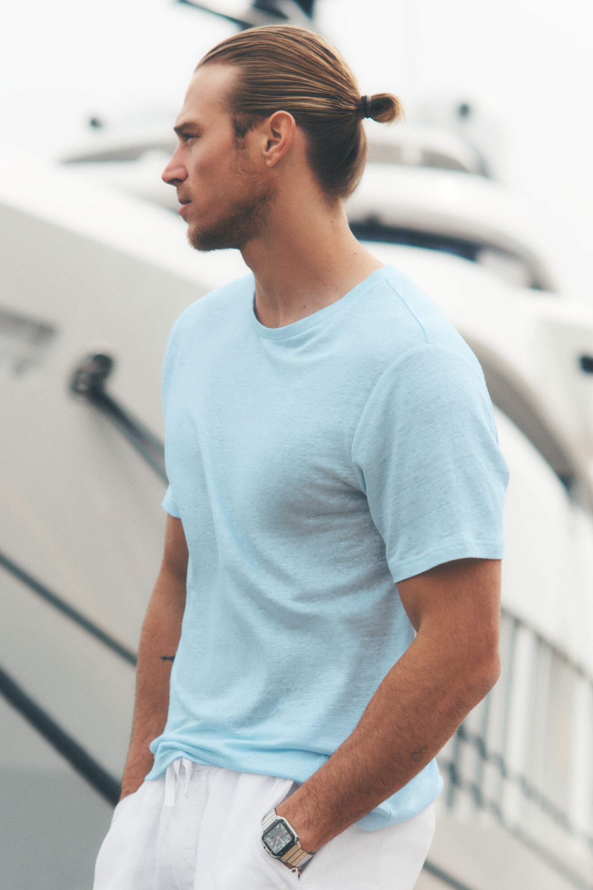 Linen Jersey Coastal Short Sleeve Tee - Seaside Blue — photo 1