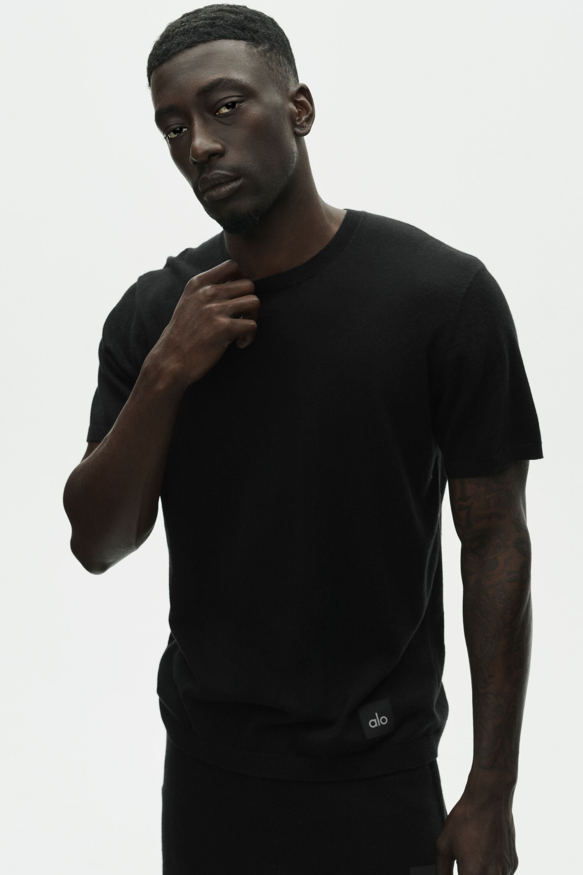 Cotton Cashmere Ever Soft Short Sleeve Crew - Black — photo 3
