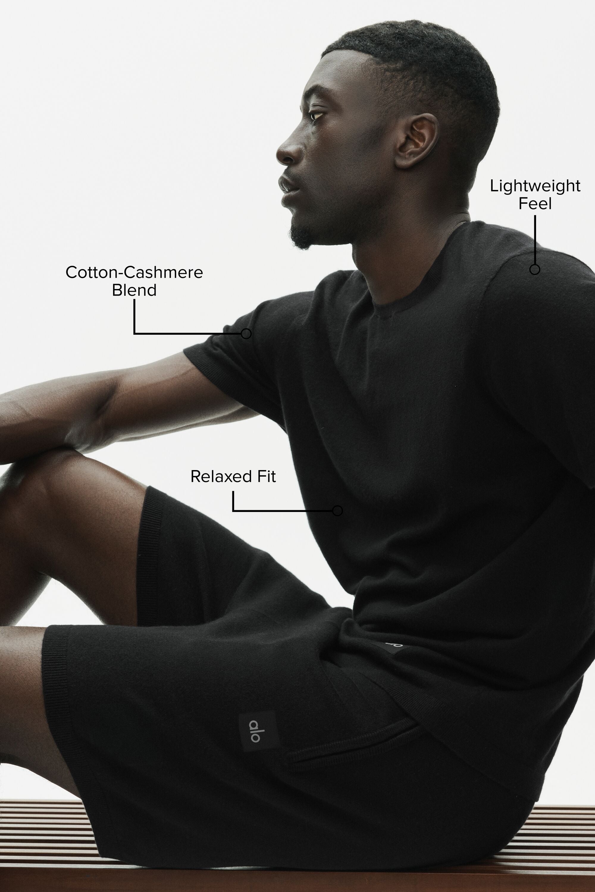 Cotton Cashmere Ever Soft Short Sleeve Crew - Black — photo 2