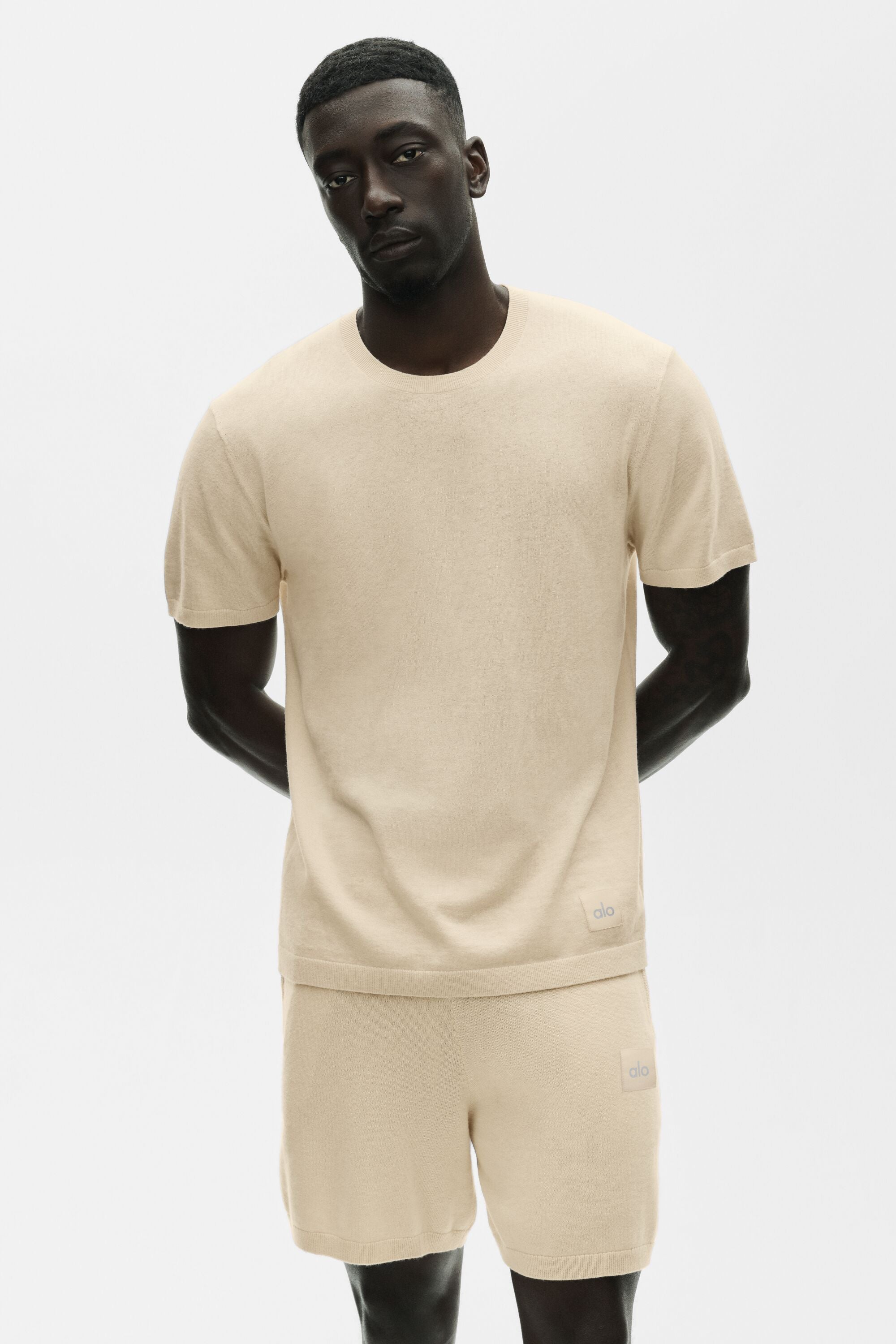 Cotton Cashmere Ever Soft Short Sleeve Crew - Sandy Beige — photo 3