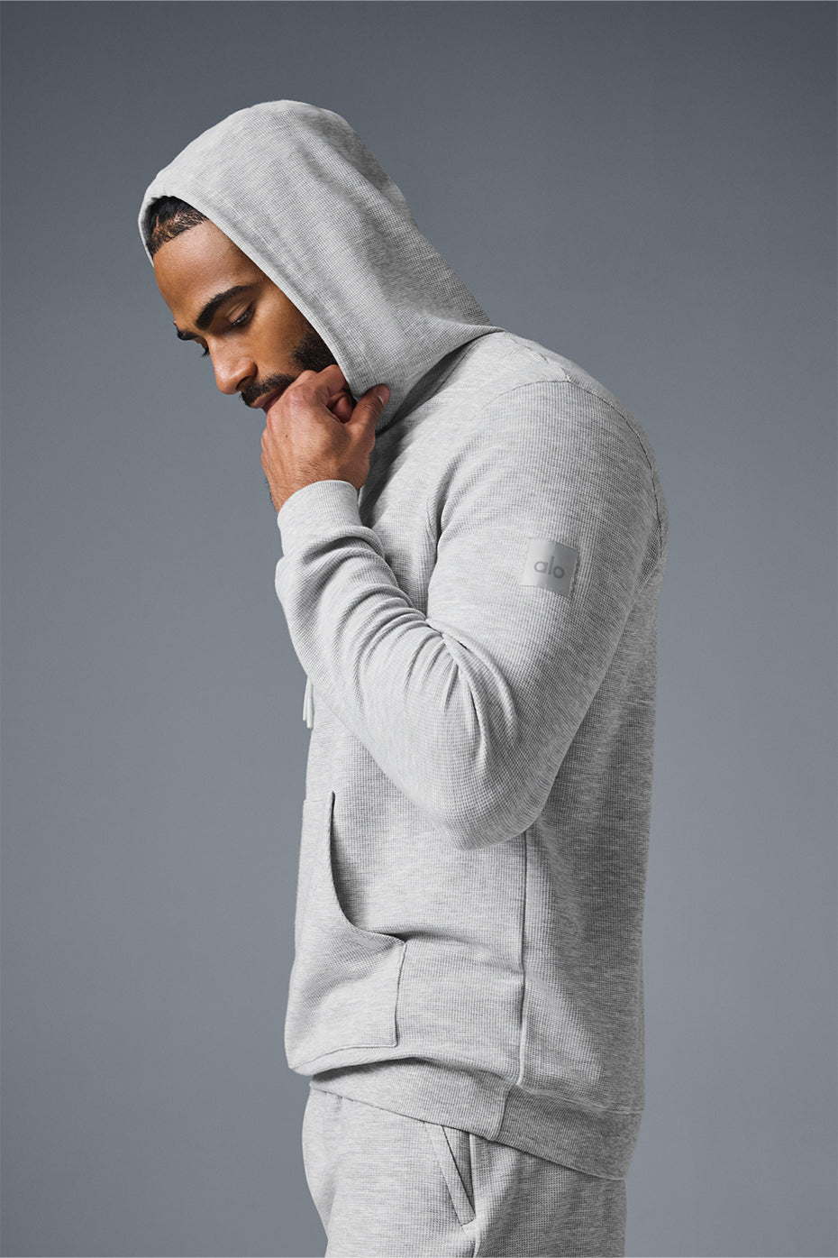 Micro Waffle Fast Break Hoodie - Athletic Heather Grey — photo 4