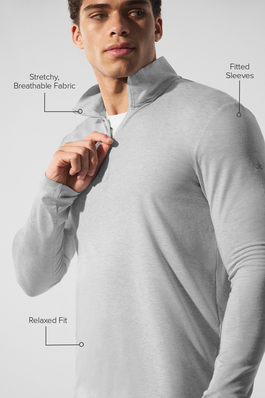 Conquer 1/4 Zip Reform Long Sleeve - Athletic Heather Grey — photo 2