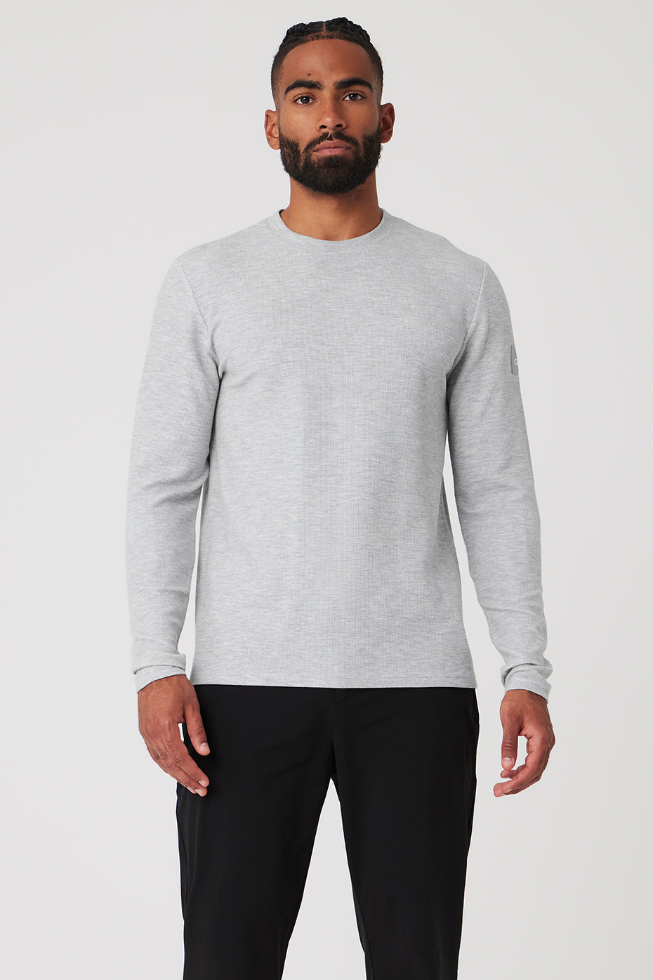 Micro Waffle Fast Break Long Sleeve Tee - Athletic Heather Grey — photo 1