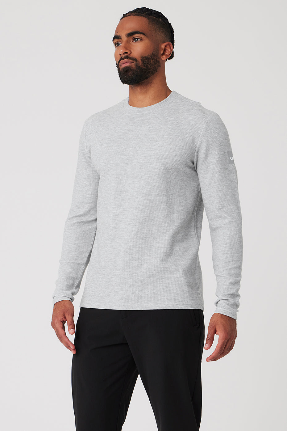 Micro Waffle Fast Break Long Sleeve Tee - Athletic Heather Grey — photo 3