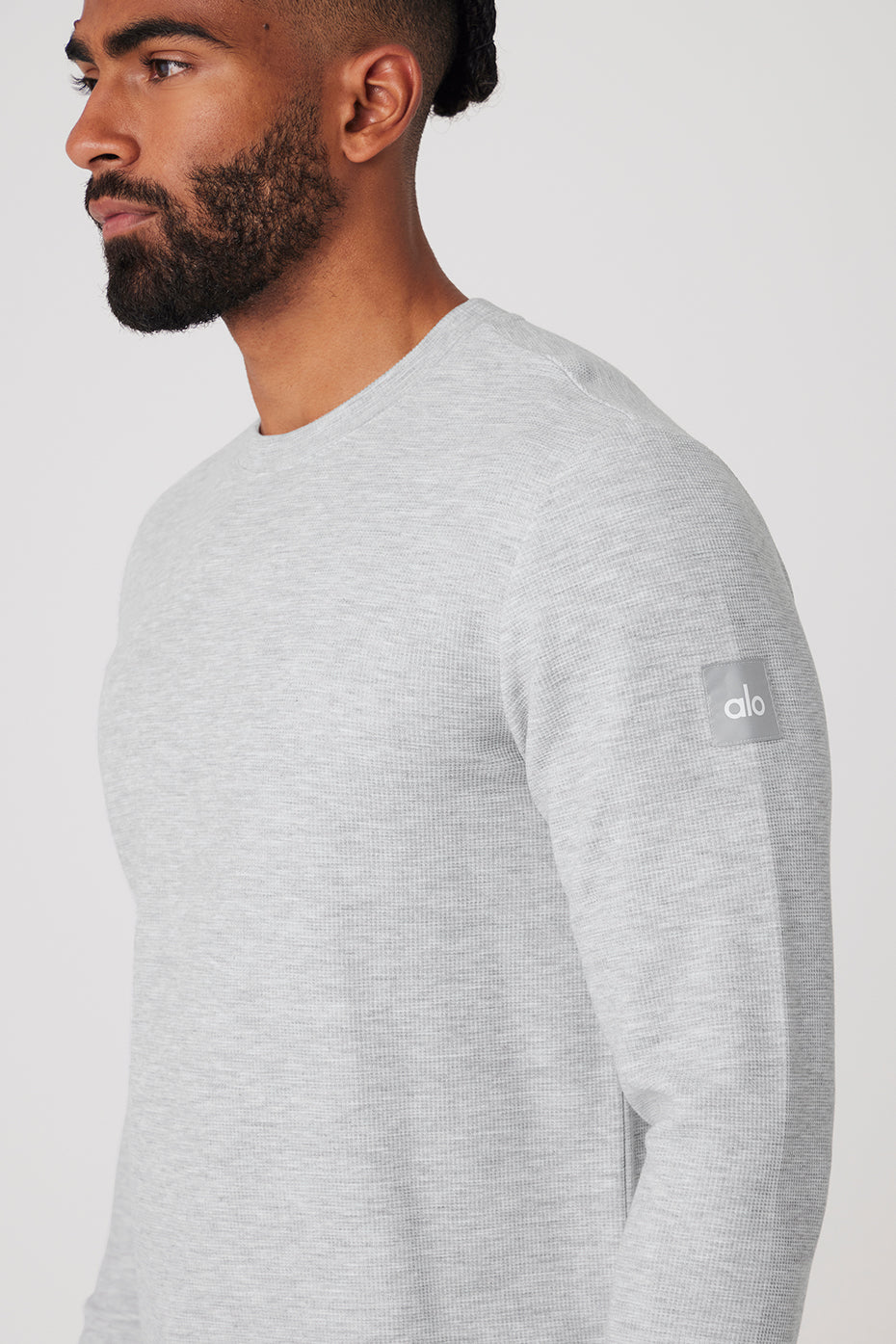 Micro Waffle Fast Break Long Sleeve Tee - Athletic Heather Grey — photo 4