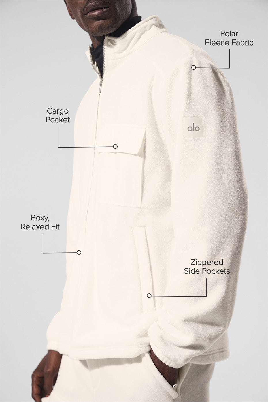 Polar Fleece Ridge Full Zip Jacket - Ivory — photo 2