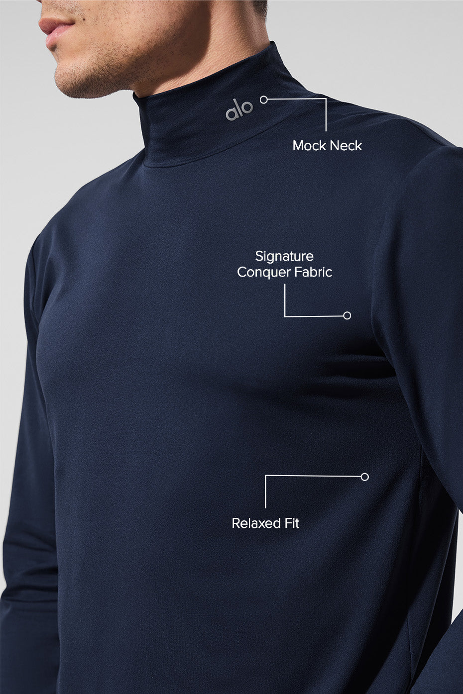 Conquer Reform Mock Neck Long Sleeve - Navy — photo 2