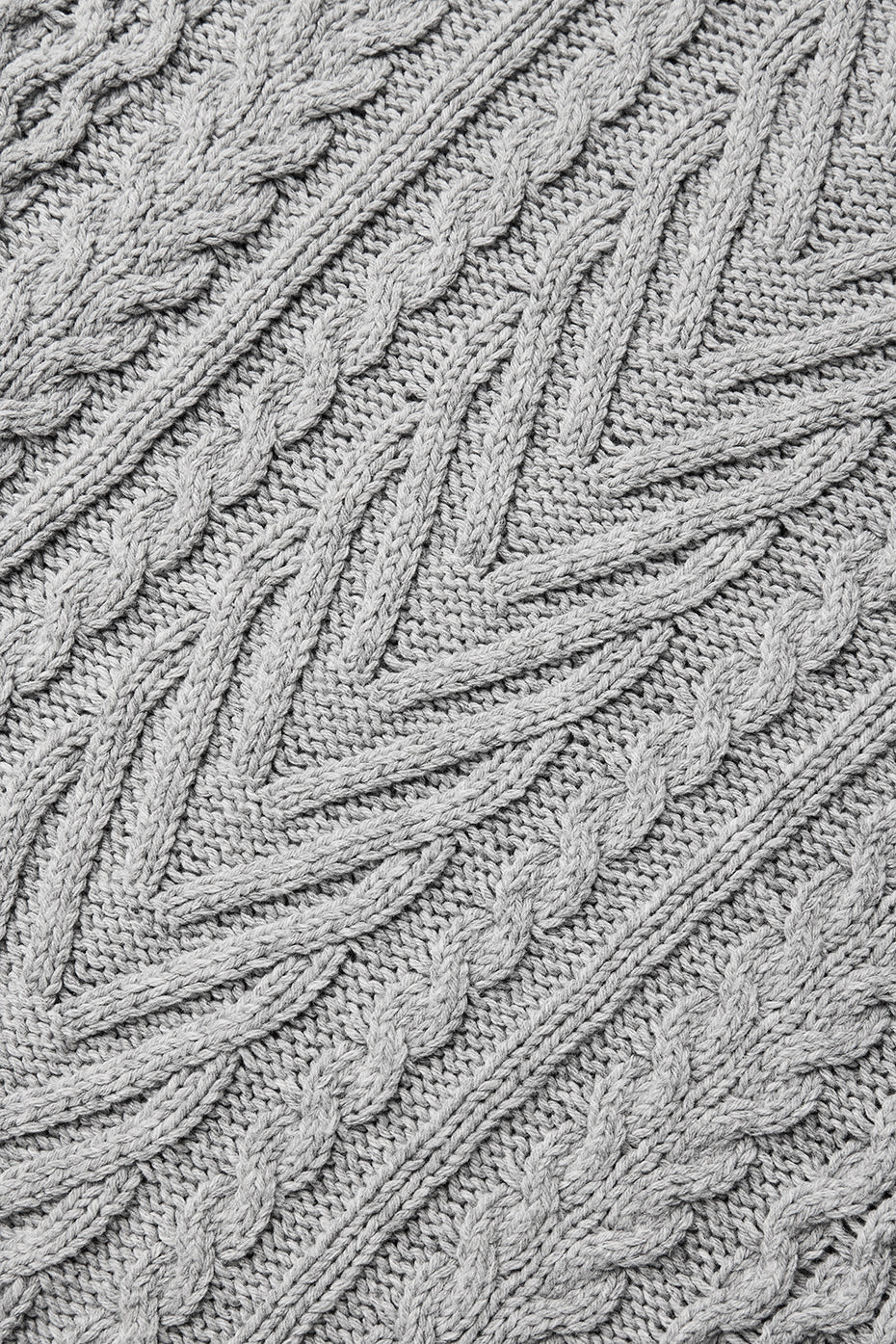 Cable Knit Crew Neck Sweater - Athletic Heather Grey — photo 5