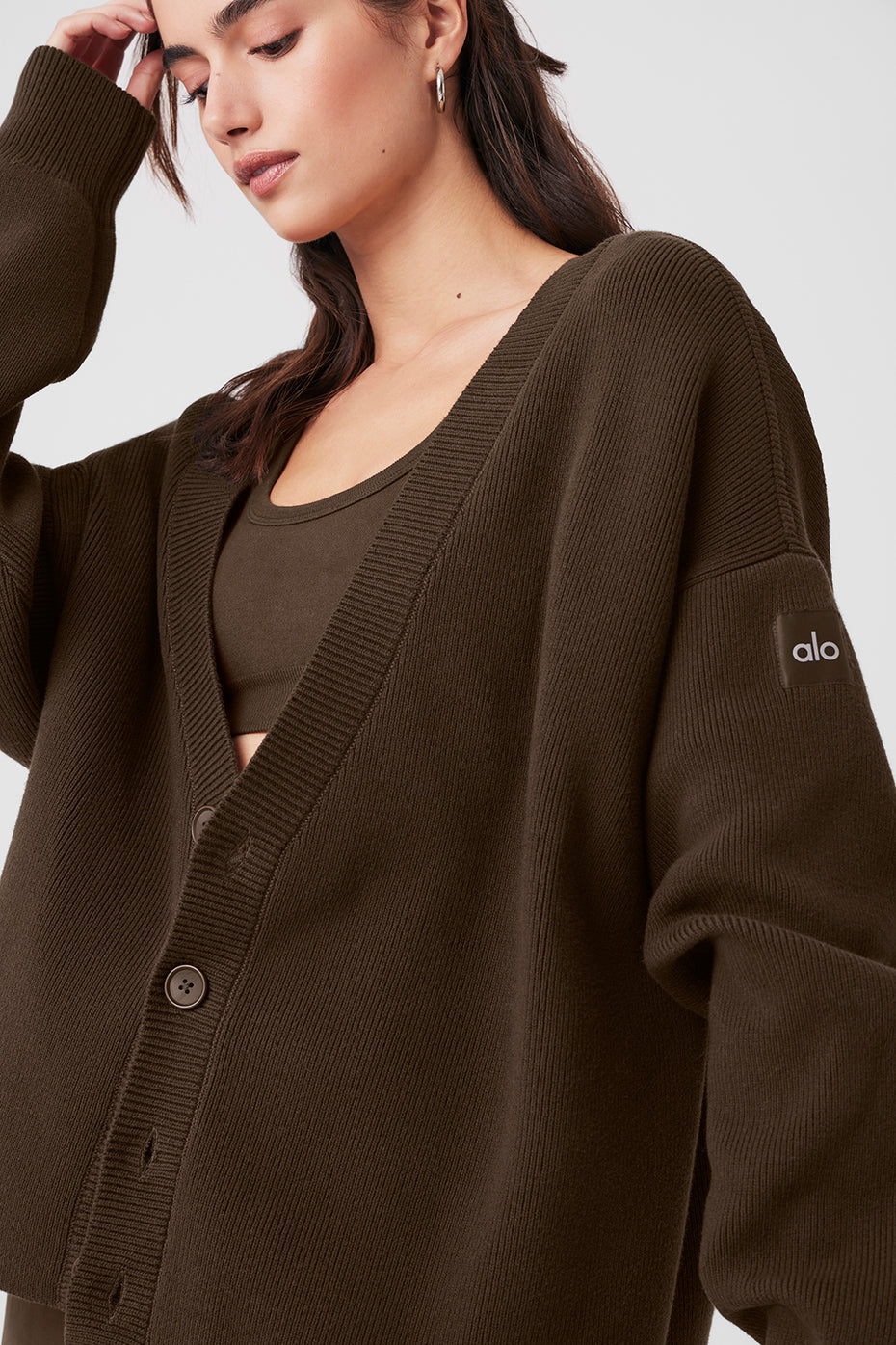 Scholar Cardigan Sweater - Espresso — photo 4