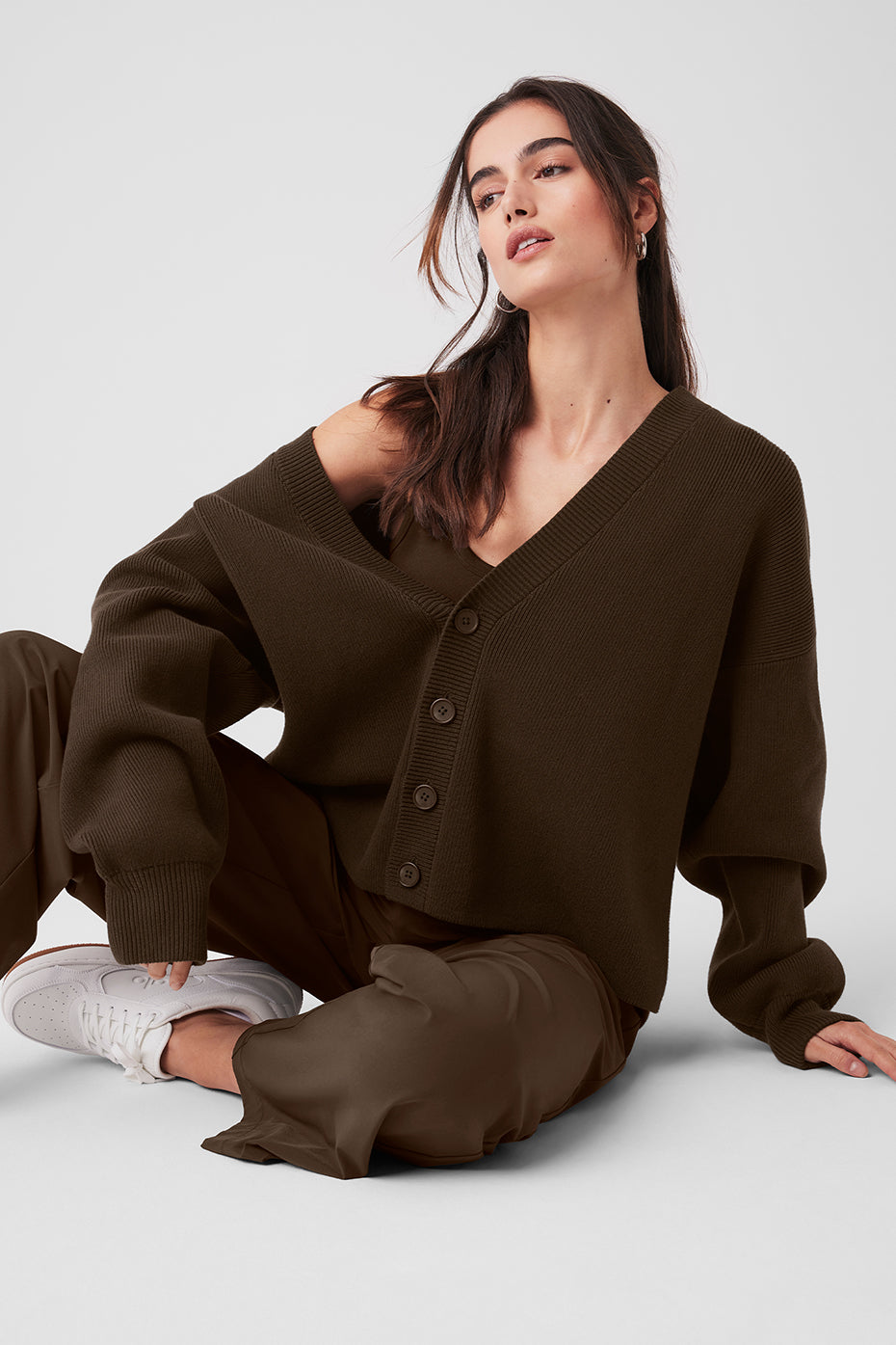 Scholar Cardigan Sweater - Espresso — photo 5