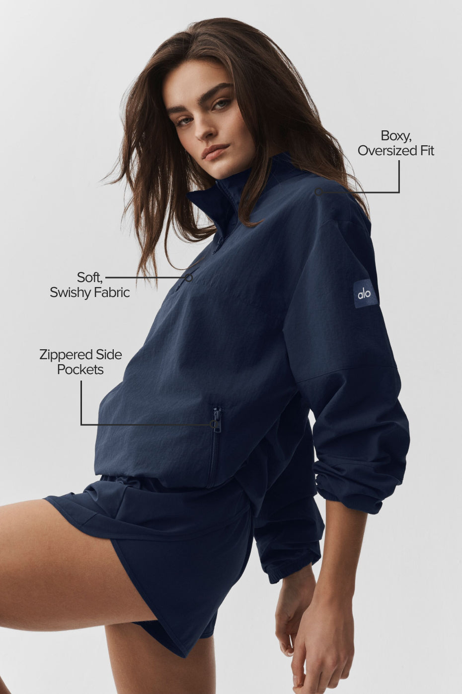 Light Weight Takeaway Track Pullover - Navy — photo 2