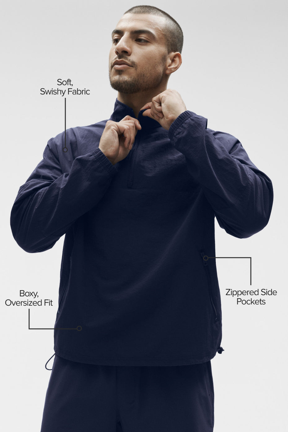 Light Weight Takeaway Track Pullover - Navy — photo 2