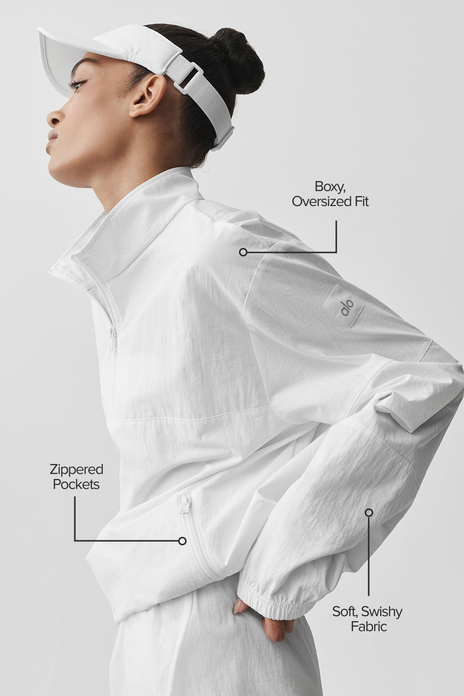 Light Weight Takeaway Track Pullover - White — photo 2