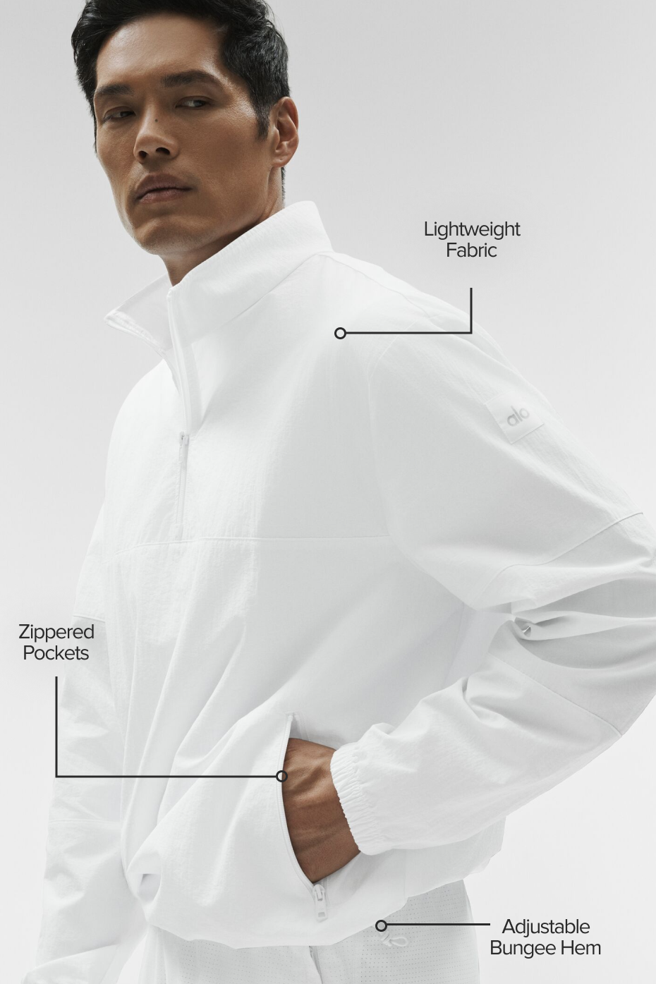 Light Weight Takeaway Track Pullover - White — photo 2