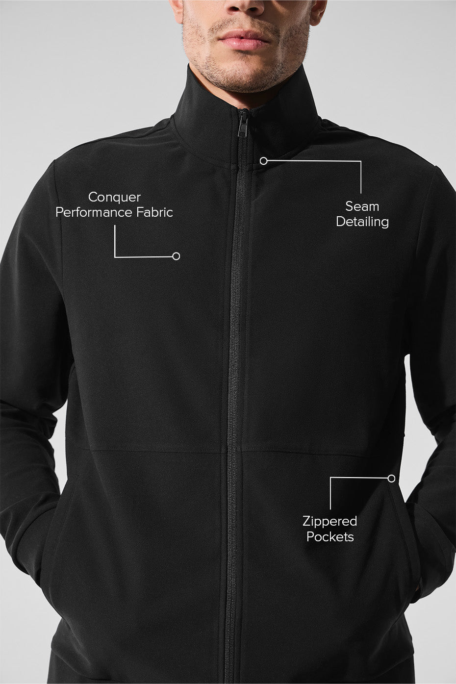 Conquer Max Mock Neck Full Zip - Black — photo 2