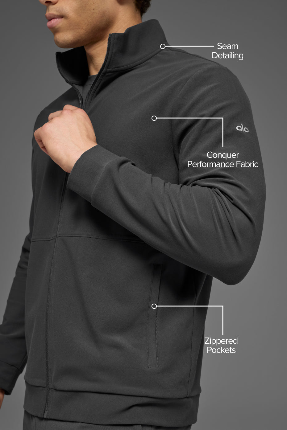 Conquer Max Mock Neck Full Zip - Anthracite — photo 2