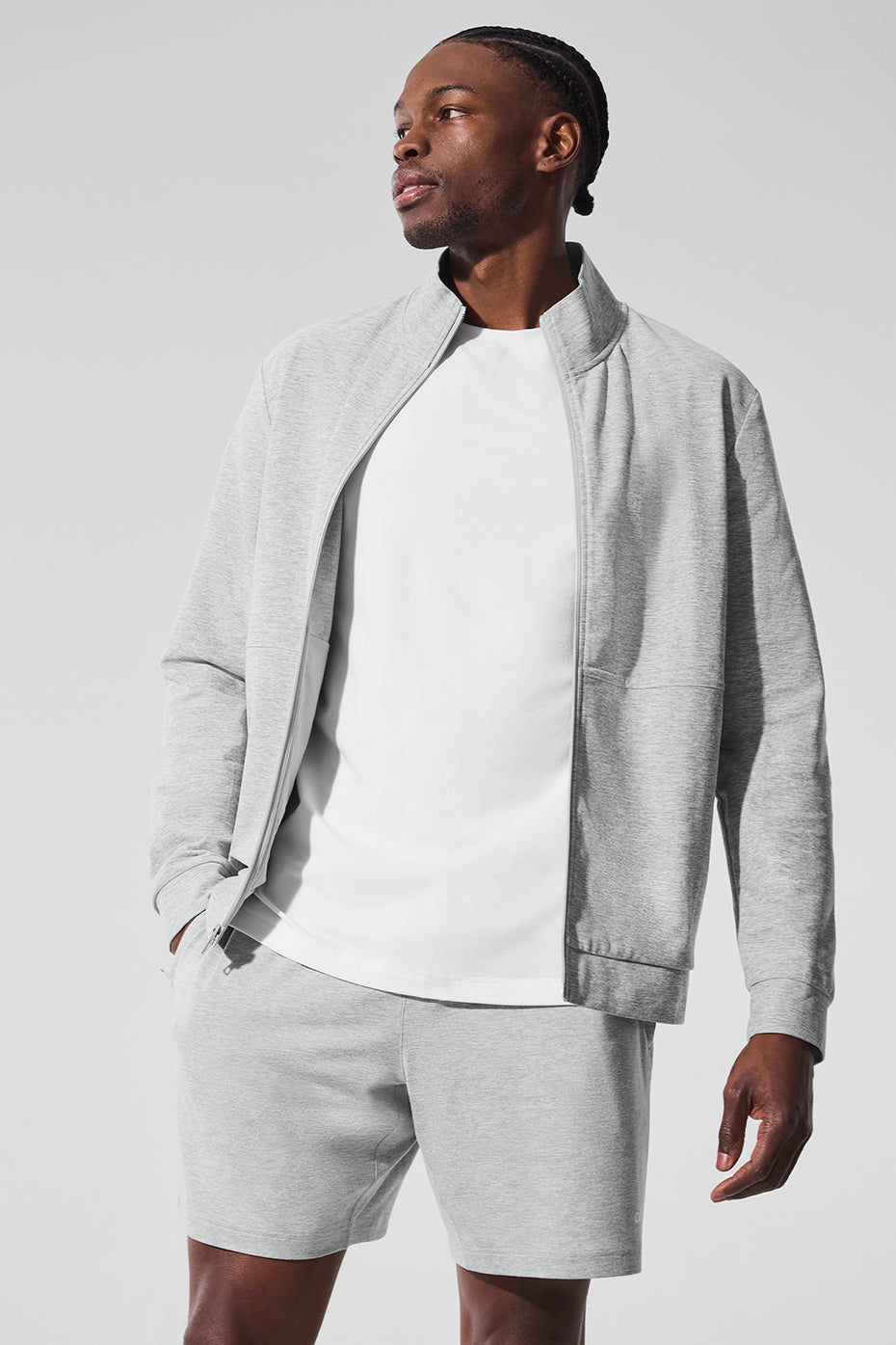 Conquer Max Mock Neck Full Zip - Athletic Heather Grey — photo 4