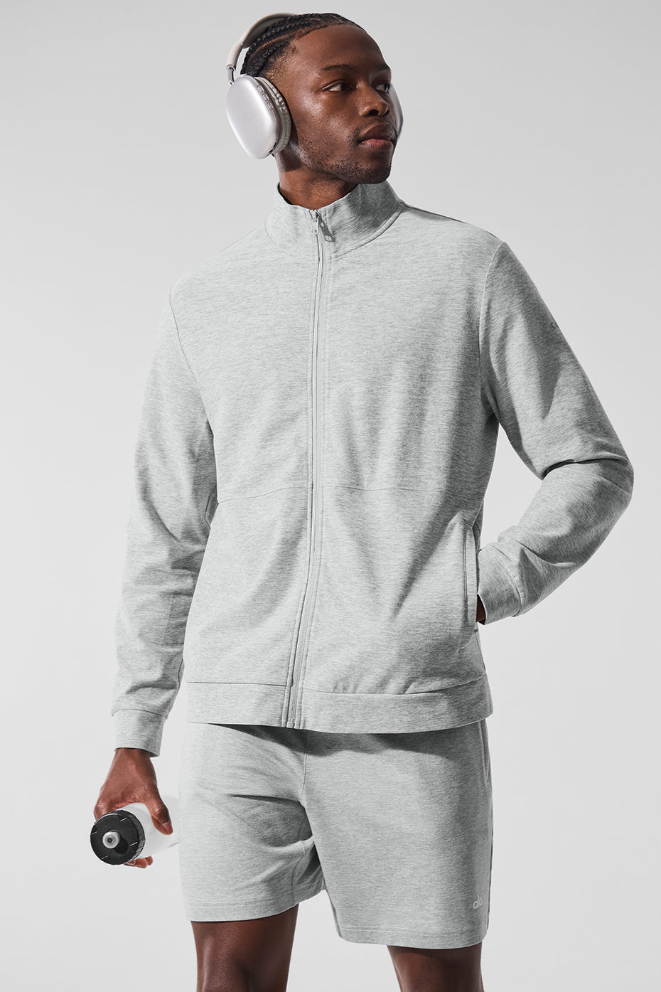 Conquer Max Mock Neck Full Zip - Athletic Heather Grey — photo 5