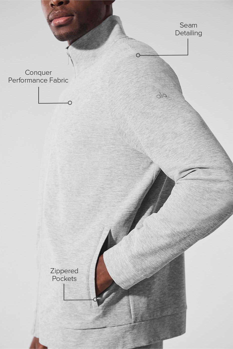Conquer Max Mock Neck Full Zip - Athletic Heather Grey — photo 2