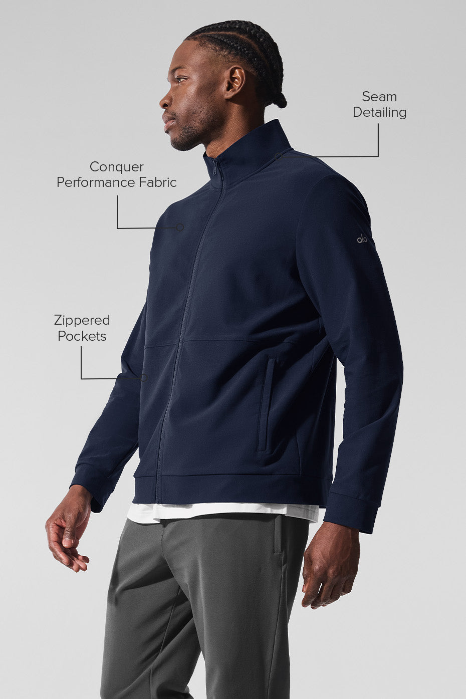 Conquer Max Mock Neck Full Zip - Navy — photo 2