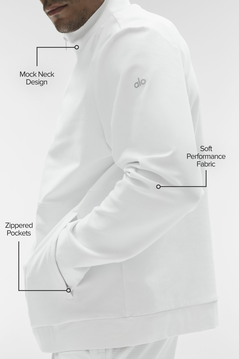 Conquer Max Mock Neck Full Zip - White — photo 2