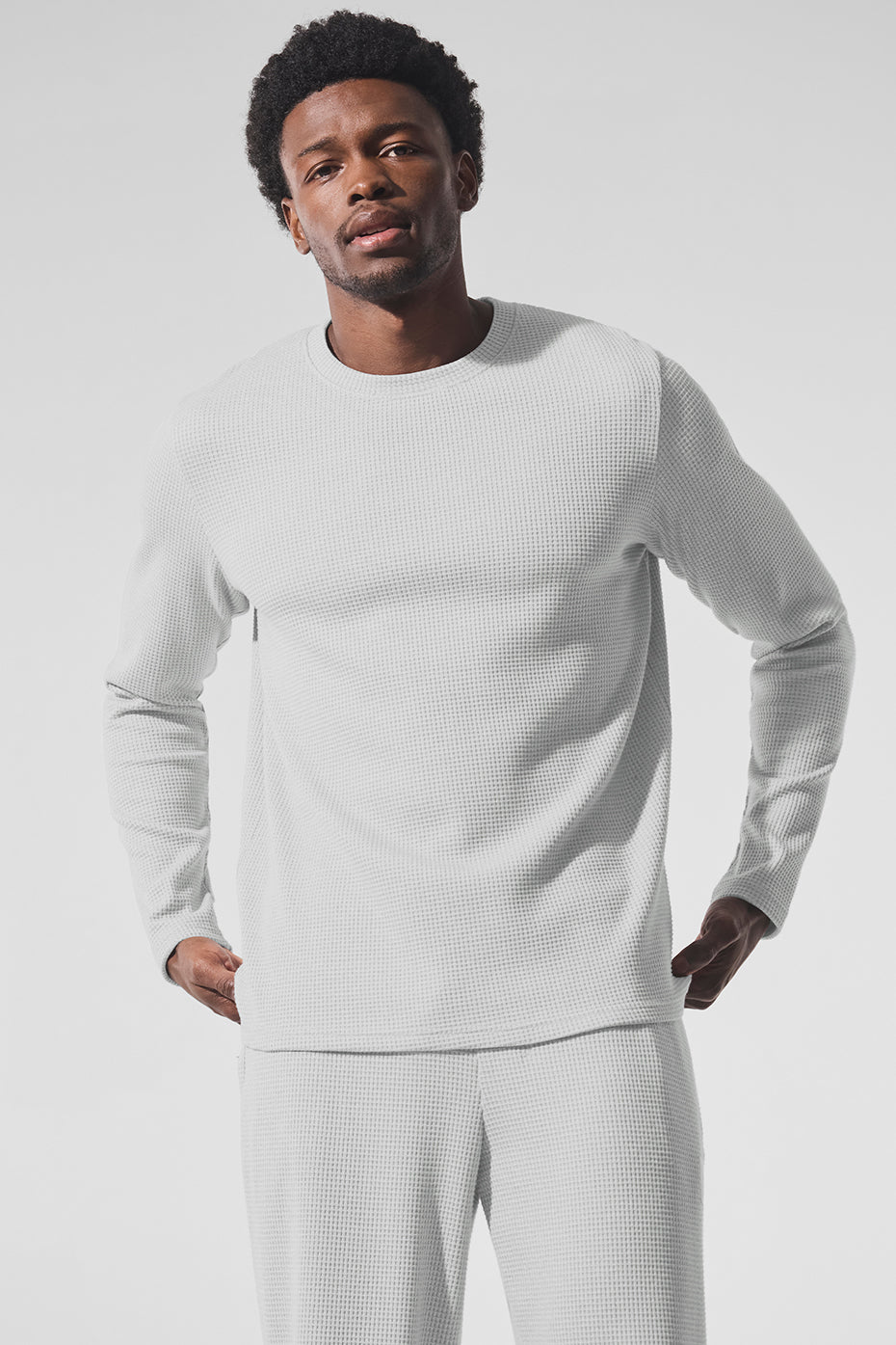 Elevate Waffle Long Sleeve Crew - Athletic Heather Grey — photo 1
