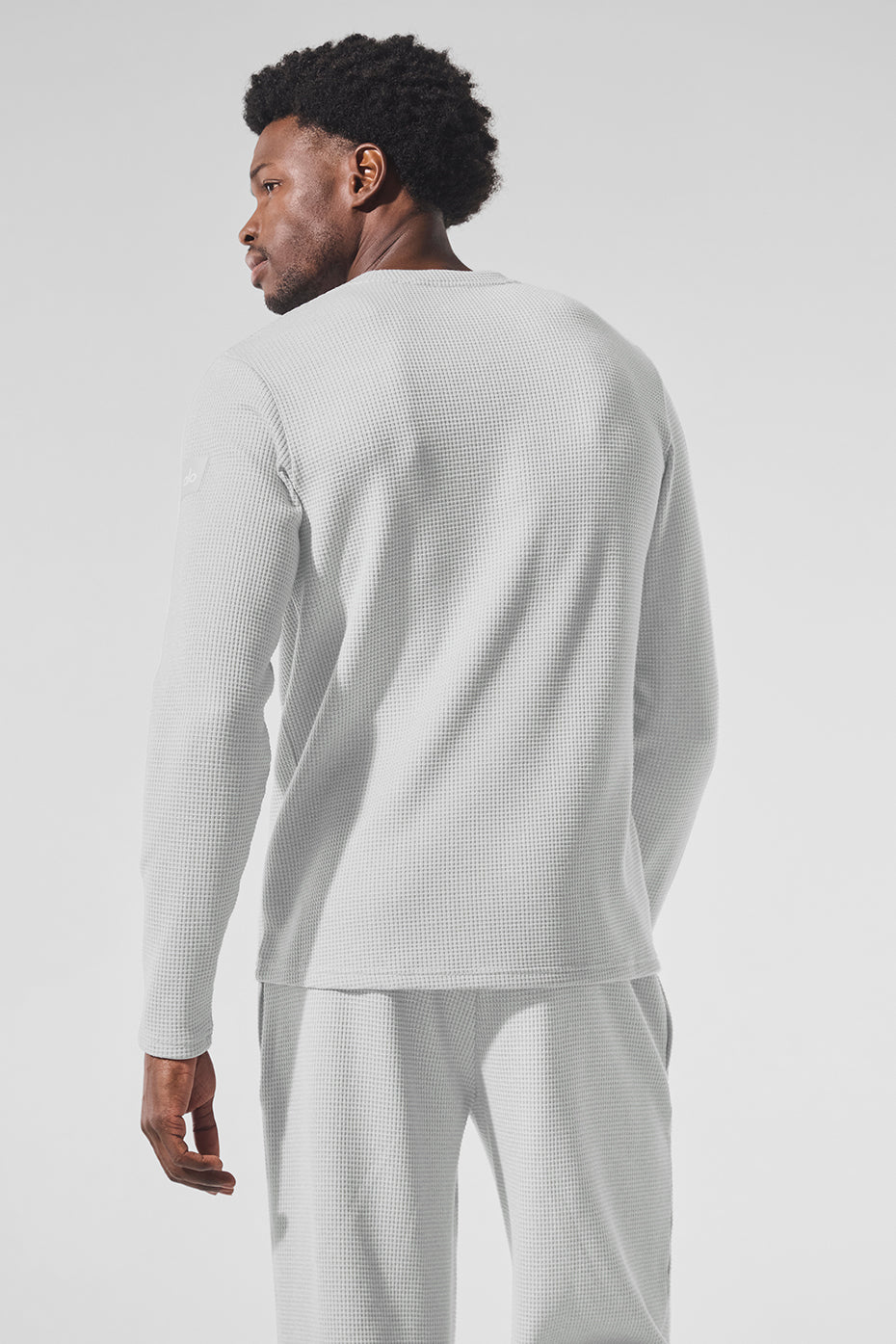 Elevate Waffle Long Sleeve Crew - Athletic Heather Grey — photo 3