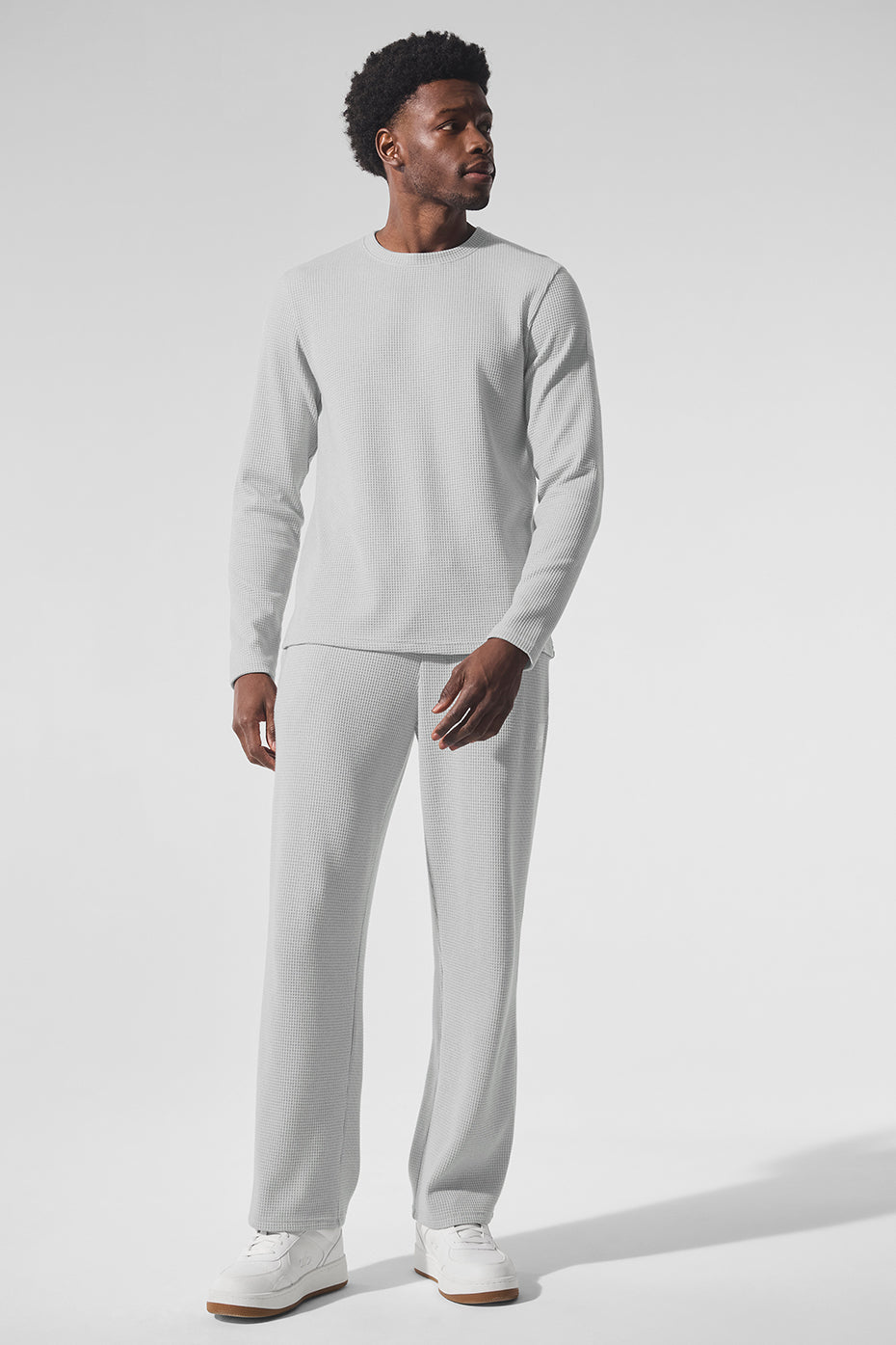 Elevate Waffle Long Sleeve Crew - Athletic Heather Grey — photo 4
