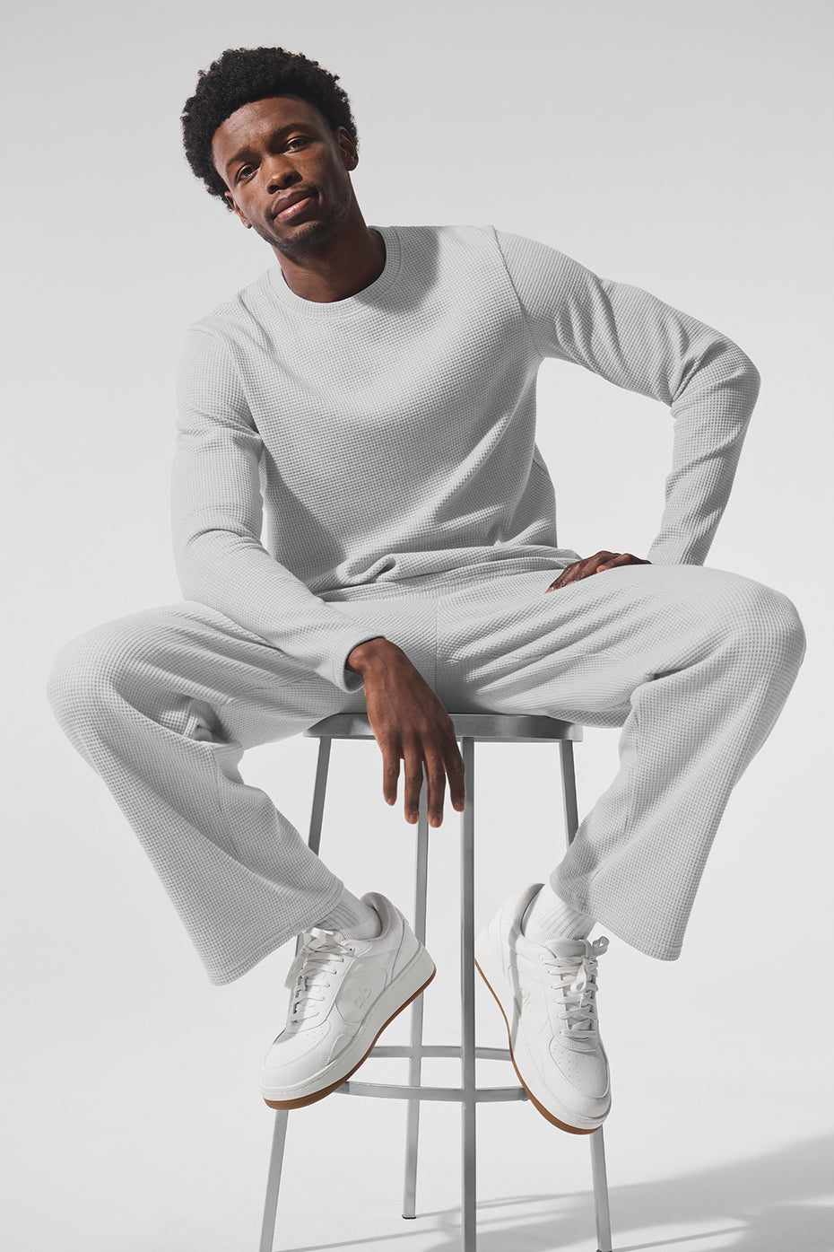 Elevate Waffle Long Sleeve Crew - Athletic Heather Grey — photo 5