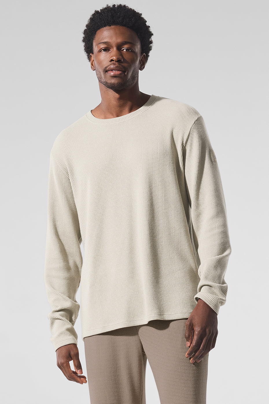 Elevate Waffle Long Sleeve Crew - Bone — photo 1