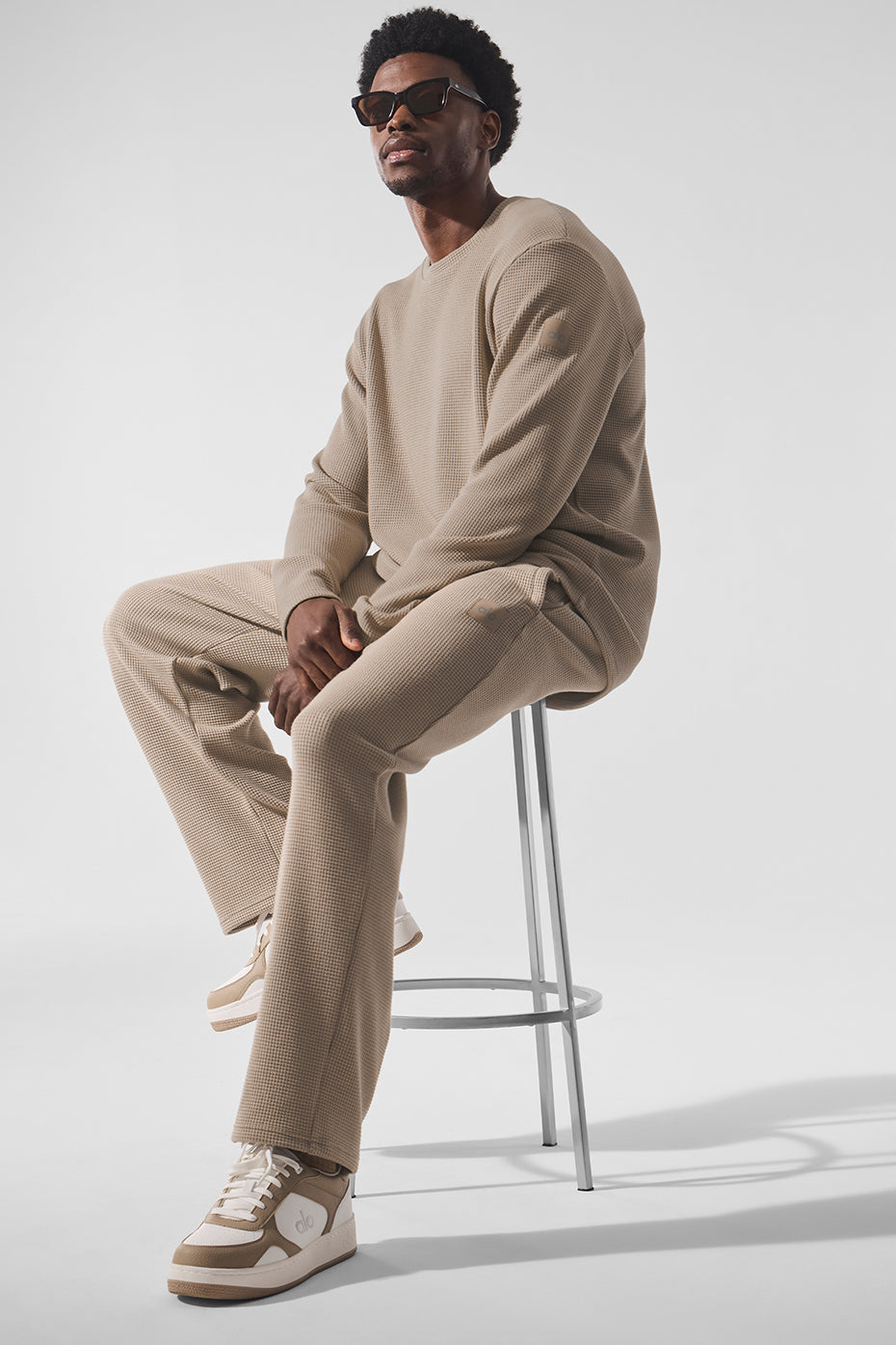 Elevate Waffle Long Sleeve Crew - Gravel — photo 4