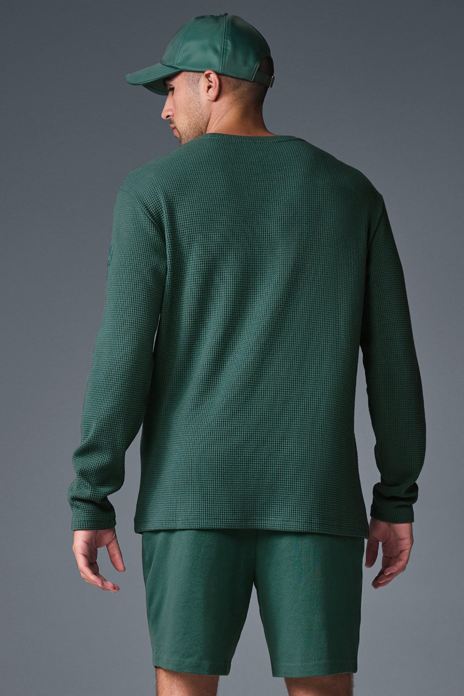 Elevate Waffle Long Sleeve Crew - Winter Ivy — photo 3