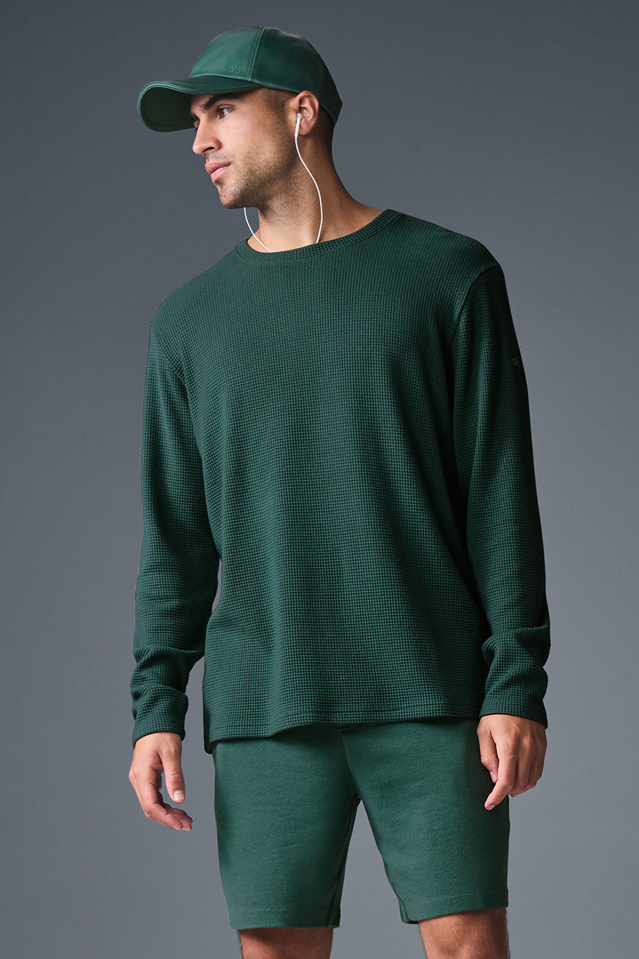 Elevate Waffle Long Sleeve Crew - Winter Ivy — photo 4