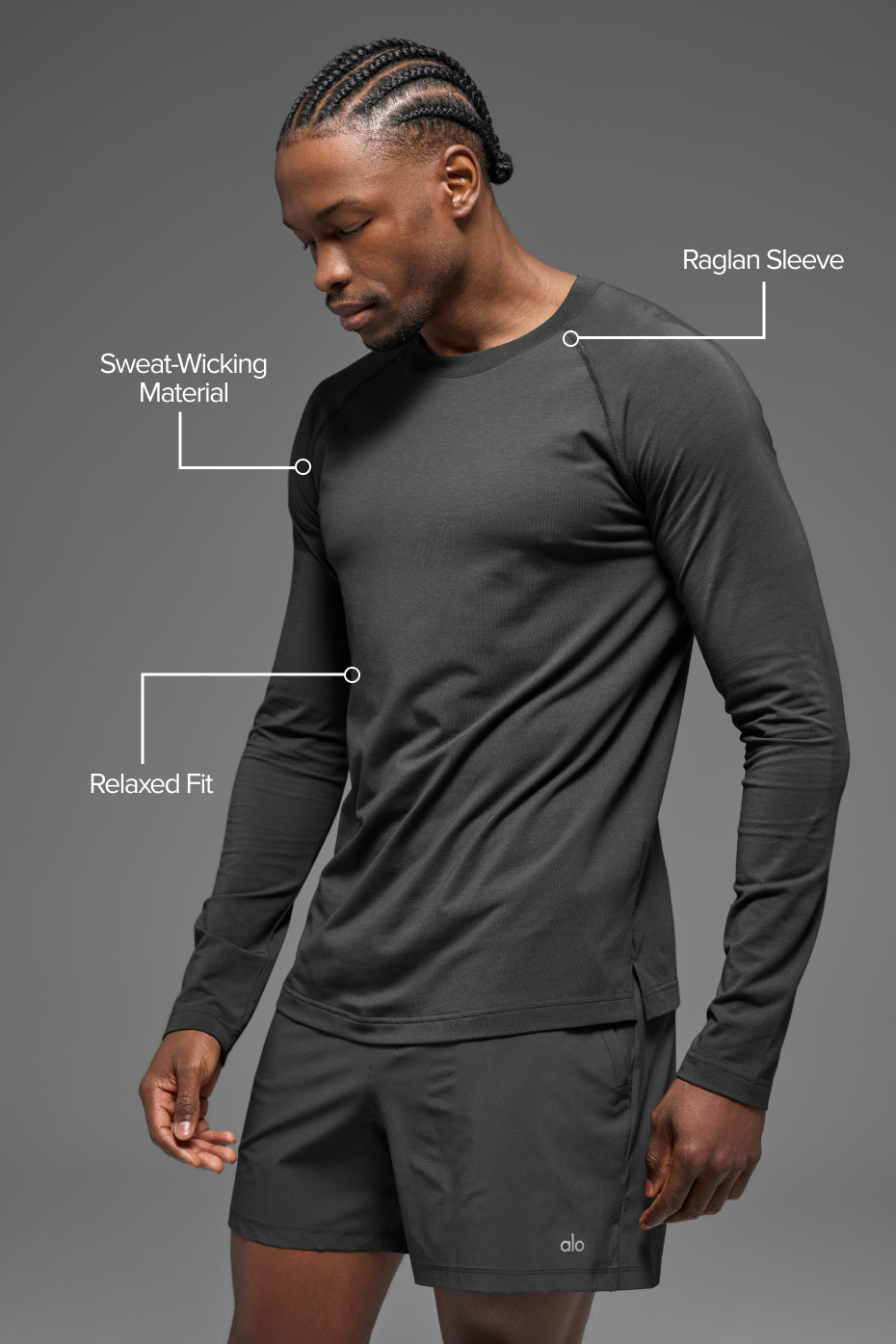 ALO Vapor Crewneck Long Sleeve - Anthracite — photo 2