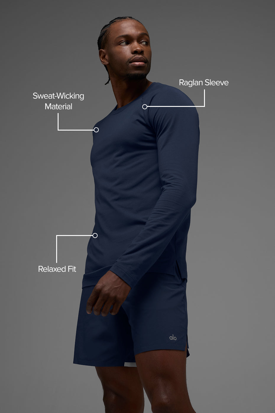 ALO Vapor Crewneck Long Sleeve - Navy — photo 2