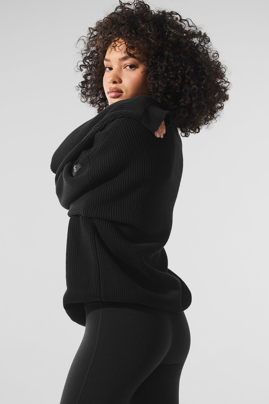 Domain Rib Knit Crew Sweater - Black — photo 3
