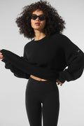 Domain Rib Knit Crew Sweater - Black — photo 1