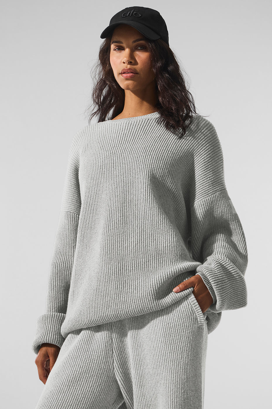 Domain Rib Knit Crew Sweater - Athletic Heather Grey — photo 1