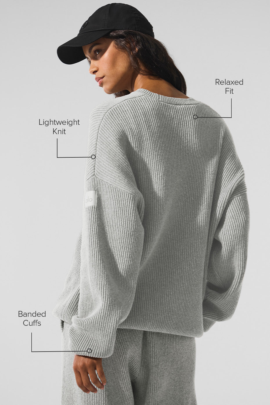 Domain Rib Knit Crew Sweater - Athletic Heather Grey — photo 2