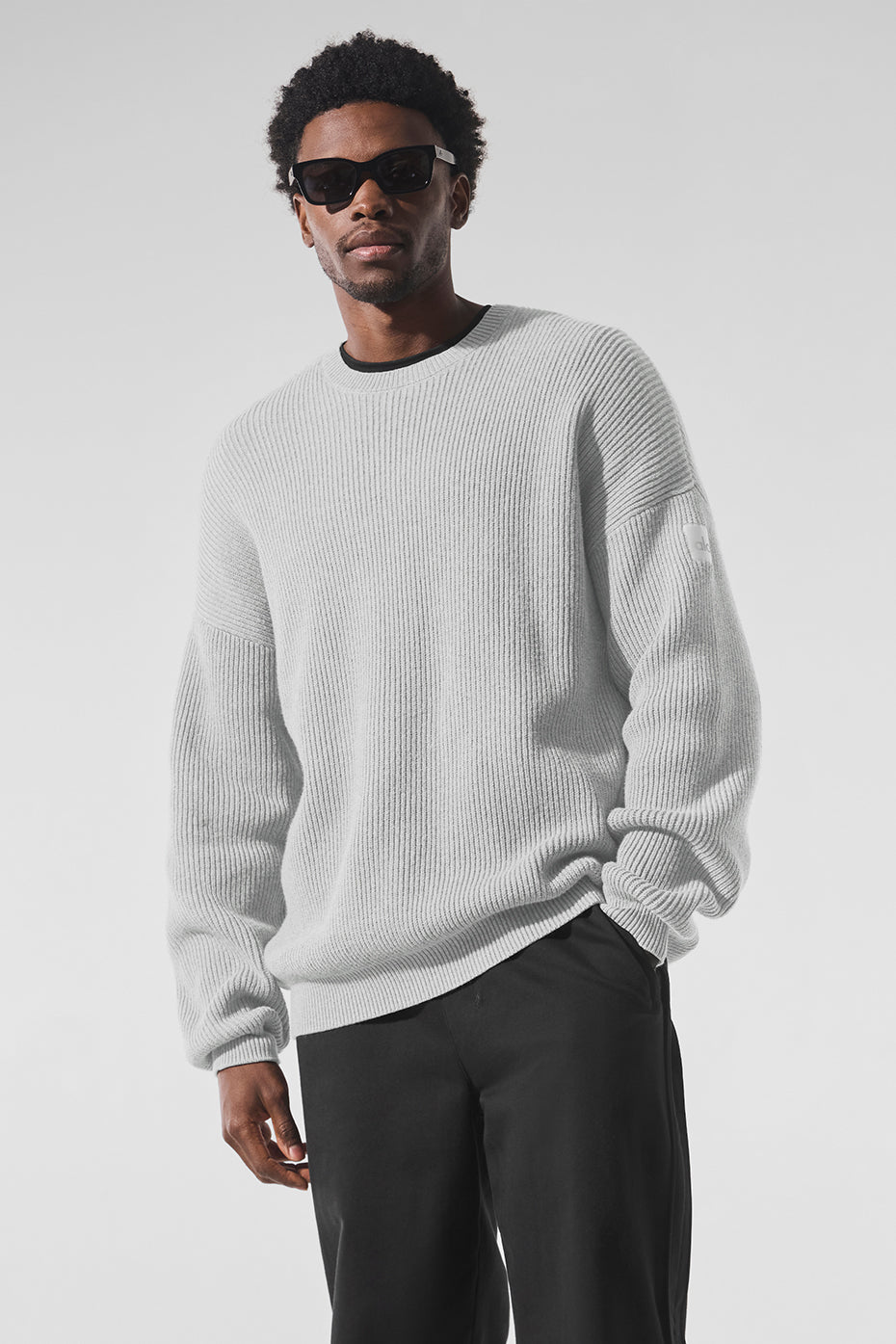Domain Rib Knit Crew Sweater - Athletic Heather Grey — photo 1