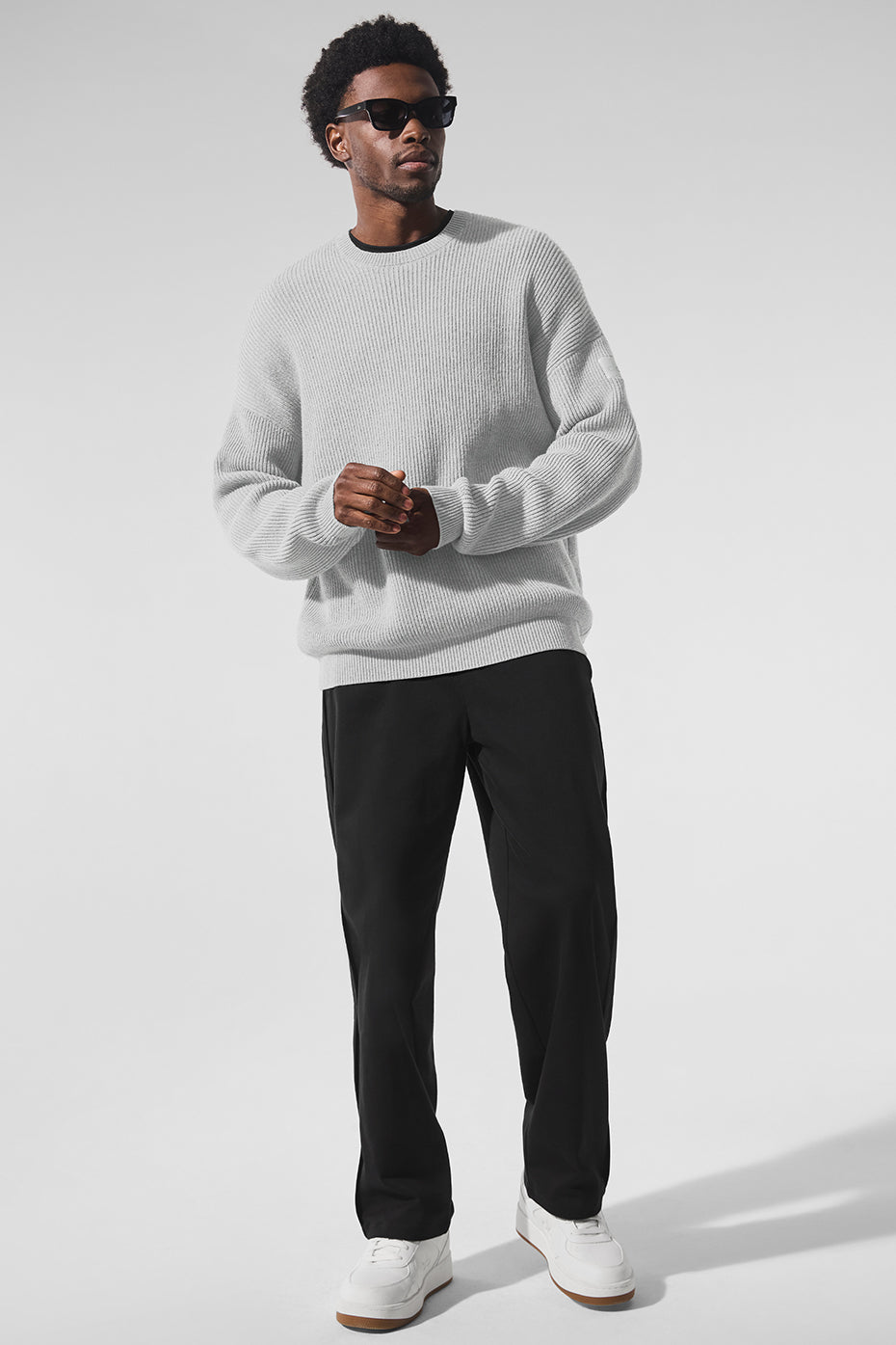 Domain Rib Knit Crew Sweater - Athletic Heather Grey — photo 4