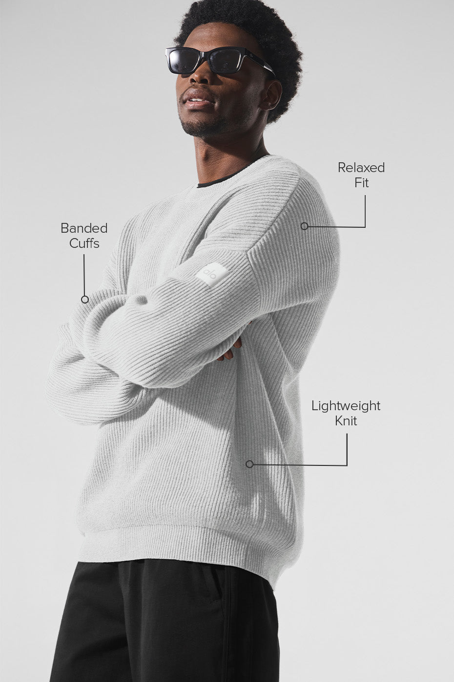 Domain Rib Knit Crew Sweater - Athletic Heather Grey — photo 2