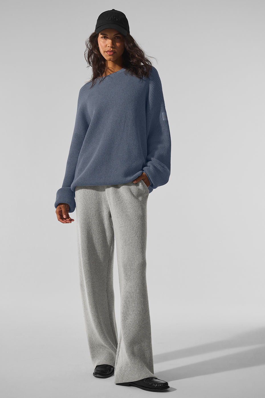 Domain Rib Knit Crew Sweater - Bluestone — photo 4