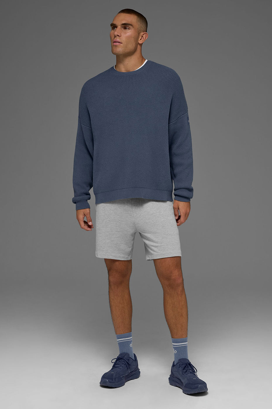 Domain Rib Knit Crew Sweater - Bluestone — photo 6