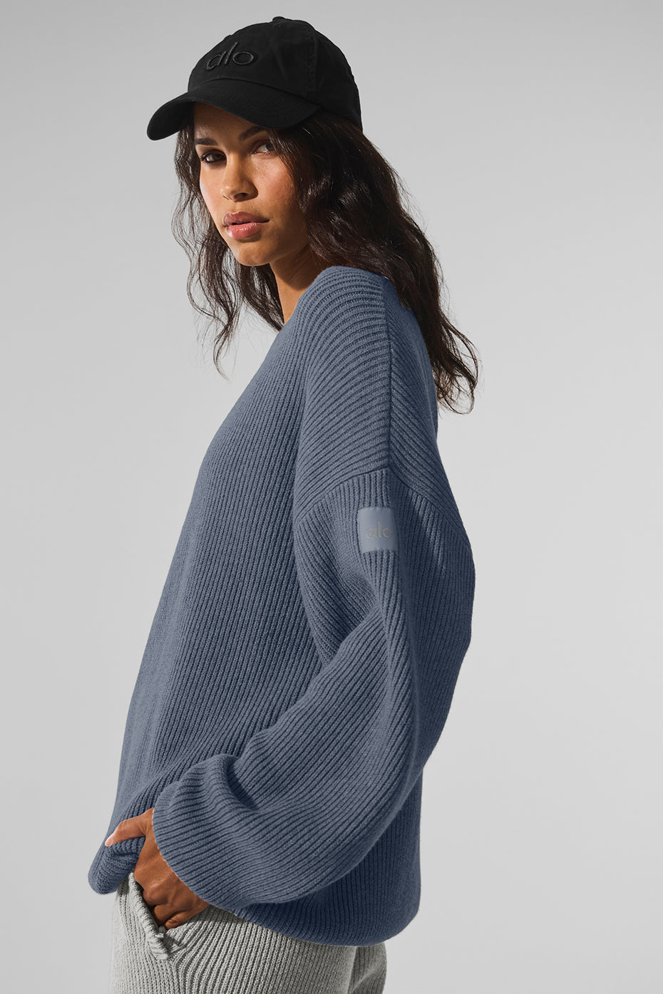 Domain Rib Knit Crew Sweater - Bluestone — photo 3