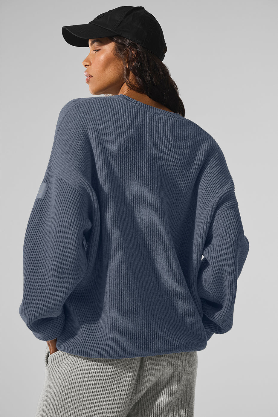 Domain Rib Knit Crew Sweater - Bluestone — photo 2