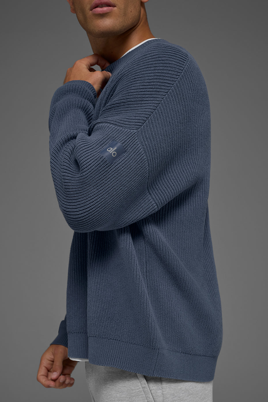 Domain Rib Knit Crew Sweater - Bluestone — photo 2