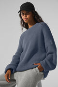 Domain Rib Knit Crew Sweater - Bluestone — photo 1